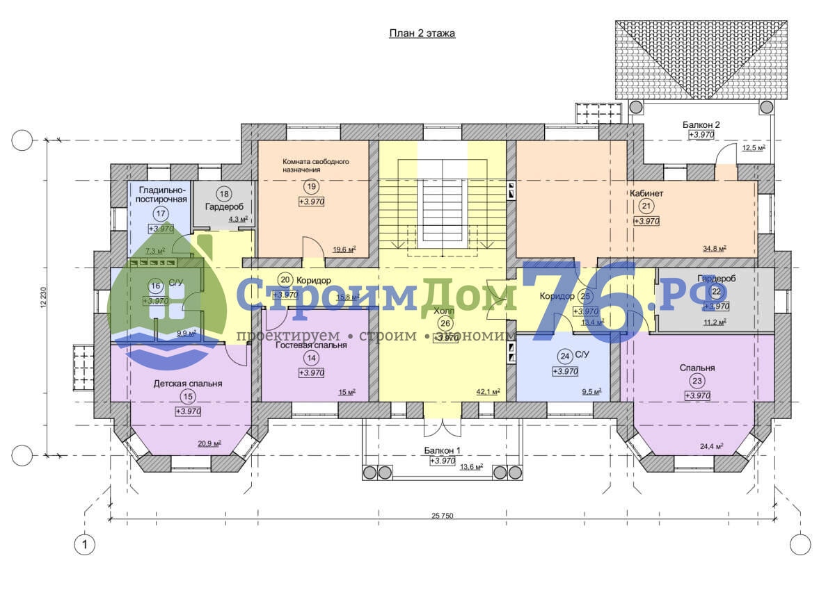 Проект двухэтажного дома из керамического пористого камня в Ярославле